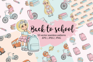 BACK to School Autumn Vector Seamless Pattern Set