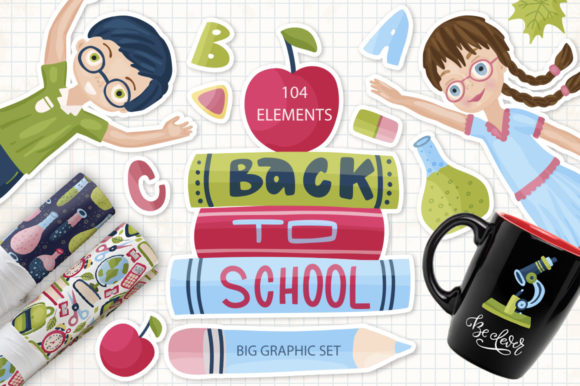 Back to School. Big Graphic Set.